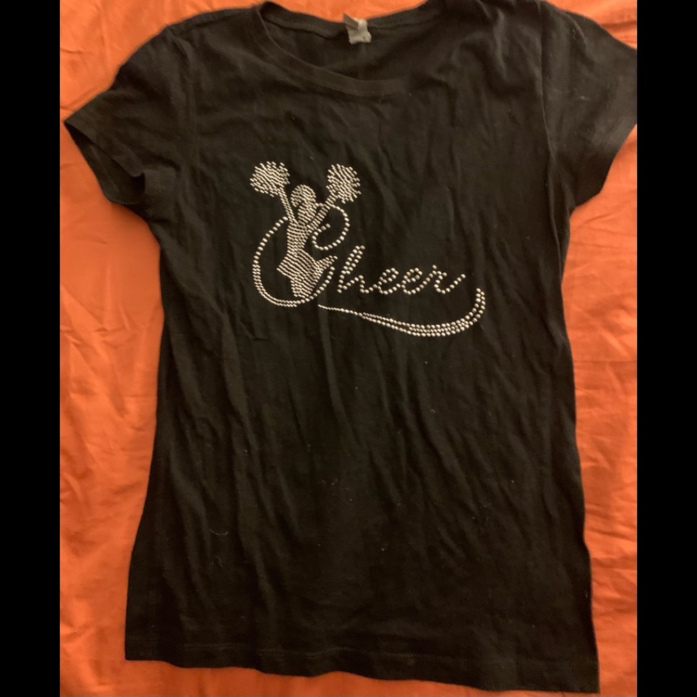 Youth black with rhinestones cheerleader Top Size 10/12